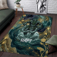 Egyptian Hapi Area Rug God of the Nile Ankh Symbol Lotus Flowers and Sacred River Energy