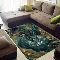 Egyptian Hapi Area Rug God of the Nile Ankh Symbol Lotus Flowers and Sacred River Energy