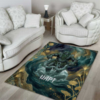 Egyptian Hapi Area Rug God of the Nile Ankh Symbol Lotus Flowers and Sacred River Energy