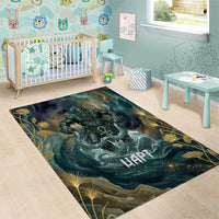 Egyptian Hapi Area Rug God of the Nile Ankh Symbol Lotus Flowers and Sacred River Energy