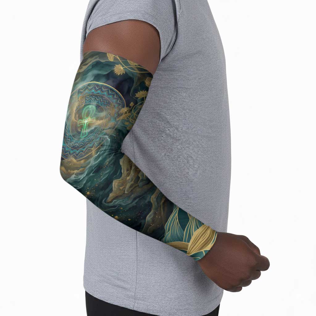Egyptian Hapi Arm Sleeves God of the Nile Ankh Symbol Lotus Flowers and Sacred River Energy