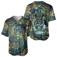 Egyptian Hapi Baseball Jersey God of the Nile Ankh Symbol Lotus Flowers and Sacred River Energy