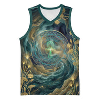 Egyptian Hapi Basketball Jersey God of the Nile Ankh Symbol Lotus Flowers and Sacred River Energy