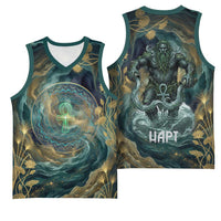 Egyptian Hapi Basketball Jersey God of the Nile Ankh Symbol Lotus Flowers and Sacred River Energy