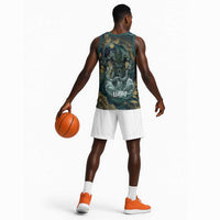 Egyptian Hapi Basketball Jersey God of the Nile Ankh Symbol Lotus Flowers and Sacred River Energy