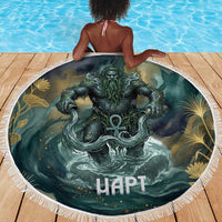 Egyptian Hapi Beach Blanket God of the Nile Ankh Symbol Lotus Flowers and Sacred River Energy