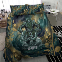 Egyptian Hapi Bedding Set God of the Nile Ankh Symbol Lotus Flowers and Sacred River Energy