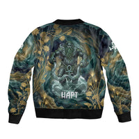 Egyptian Hapi Bomber Jacket God of the Nile Ankh Symbol Lotus Flowers and Sacred River Energy