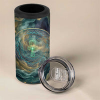 Egyptian Hapi 4 in 1 Can Cooler Tumbler God of the Nile Ankh Symbol Lotus Flowers and Sacred River Energy