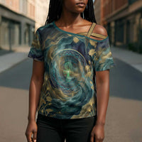 Egyptian Hapi Cross Shoulder Shirt God of the Nile Ankh Symbol Lotus Flowers and Sacred River Energy