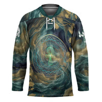 Egyptian Hapi Hockey Jersey God of the Nile Ankh Symbol Lotus Flowers and Sacred River Energy