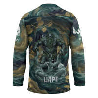 Egyptian Hapi Hockey Jersey God of the Nile Ankh Symbol Lotus Flowers and Sacred River Energy