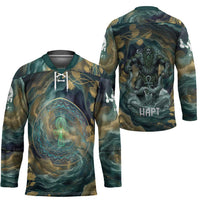 Egyptian Hapi Hockey Jersey God of the Nile Ankh Symbol Lotus Flowers and Sacred River Energy