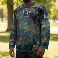 Egyptian Hapi Hockey Jersey God of the Nile Ankh Symbol Lotus Flowers and Sacred River Energy