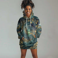 Egyptian Hapi Hoodie Dress God of the Nile Ankh Symbol Lotus Flowers and Sacred River Energy