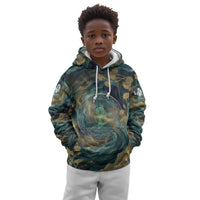 Egyptian Hapi Kid Hoodie God of the Nile Ankh Symbol Lotus Flowers and Sacred River Energy