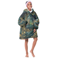 Egyptian Hapi Kid Wearable Blanket Hoodie God of the Nile Ankh Symbol Lotus Flowers and Sacred River Energy