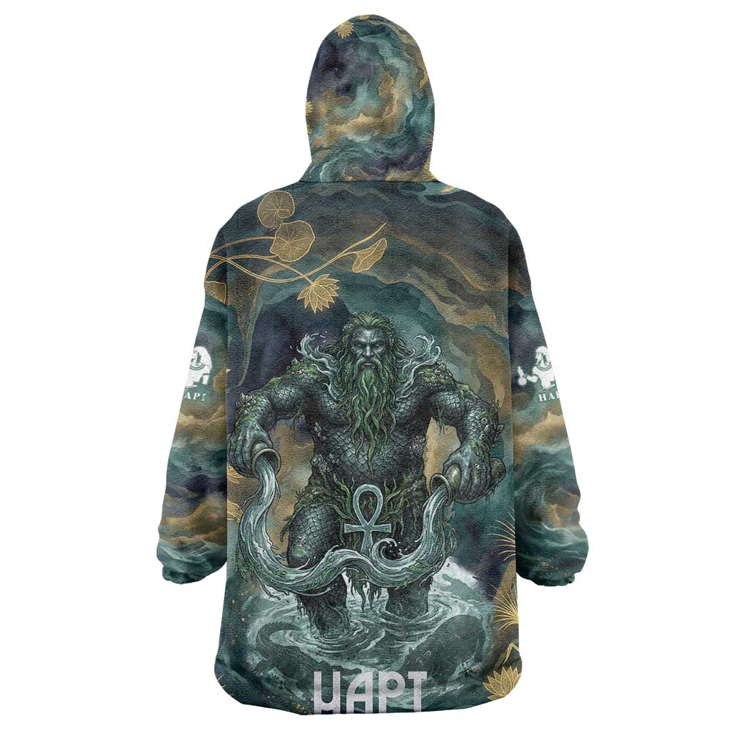 Egyptian Hapi Kid Wearable Blanket Hoodie God of the Nile Ankh Symbol Lotus Flowers and Sacred River Energy