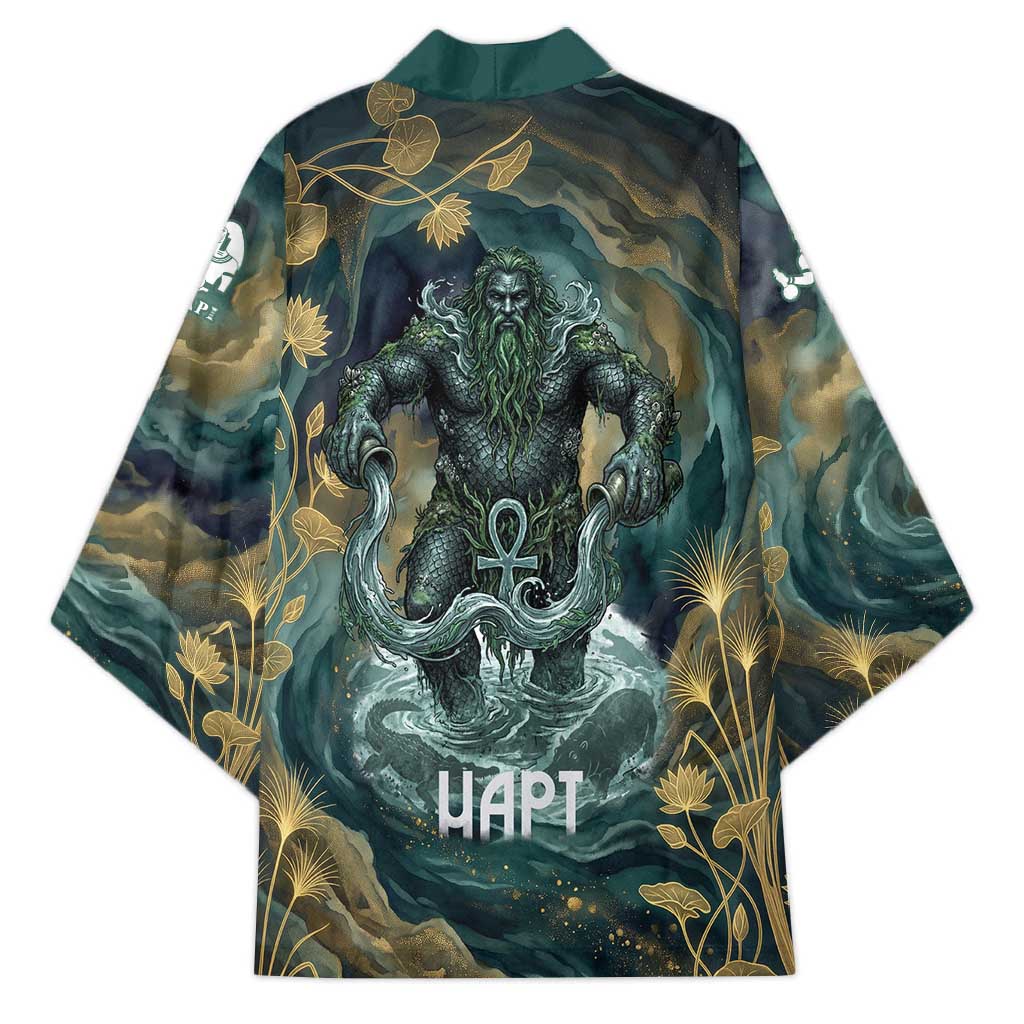 Egyptian Hapi Kimono God of the Nile Ankh Symbol Lotus Flowers and Sacred River Energy