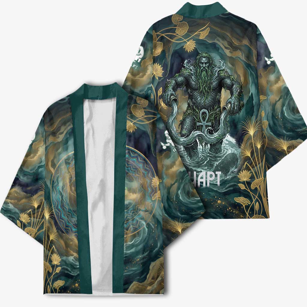 Egyptian Hapi Kimono God of the Nile Ankh Symbol Lotus Flowers and Sacred River Energy