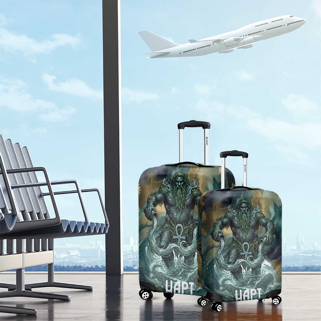 Egyptian Hapi Luggage Cover God of the Nile Ankh Symbol Lotus Flowers and Sacred River Energy