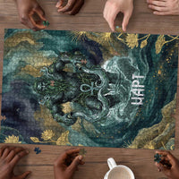 Egyptian Hapi Puzzle God of the Nile Ankh Symbol Lotus Flowers and Sacred River Energy