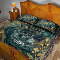 Egyptian Hapi Quilt Bed Set God of the Nile Ankh Symbol Lotus Flowers and Sacred River Energy