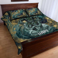 Egyptian Hapi Quilt Bed Set God of the Nile Ankh Symbol Lotus Flowers and Sacred River Energy