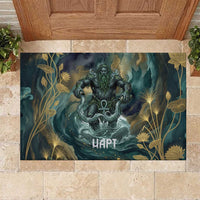 Egyptian Hapi Rubber Doormat God of the Nile Ankh Symbol Lotus Flowers and Sacred River Energy