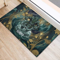 Egyptian Hapi Rubber Doormat God of the Nile Ankh Symbol Lotus Flowers and Sacred River Energy