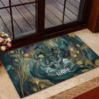 Egyptian Hapi Rubber Doormat God of the Nile Ankh Symbol Lotus Flowers and Sacred River Energy