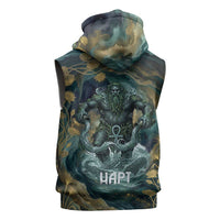 Egyptian Hapi Sleeveless Hoodie God of the Nile Ankh Symbol Lotus Flowers and Sacred River Energy