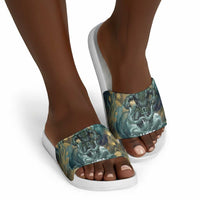 Egyptian Hapi Slide Sandals God of the Nile Ankh Symbol Lotus Flowers and Sacred River Energy