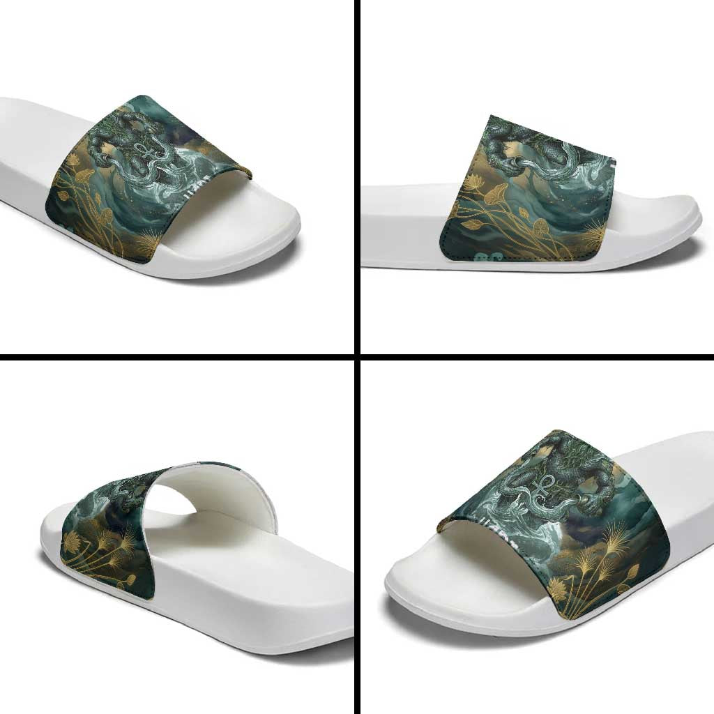 Egyptian Hapi Slide Sandals God of the Nile Ankh Symbol Lotus Flowers and Sacred River Energy