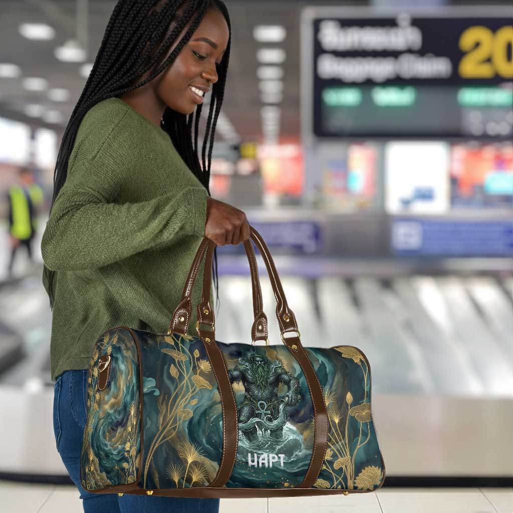 Egyptian Hapi Travel Bag God of the Nile Ankh Symbol Lotus Flowers and Sacred River Energy