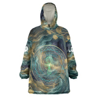 Egyptian Hapi Wearable Blanket Hoodie God of the Nile Ankh Symbol Lotus Flowers and Sacred River Energy