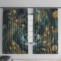 Egyptian Hapi Window Curtain God of the Nile Ankh Symbol Lotus Flowers and Sacred River Energy