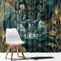 Egyptian Hapi Window Curtain God of the Nile Ankh Symbol Lotus Flowers and Sacred River Energy