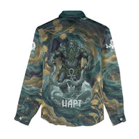 Egyptian Hapi Women Casual Shirt God of the Nile Ankh Symbol Lotus Flowers and Sacred River Energy
