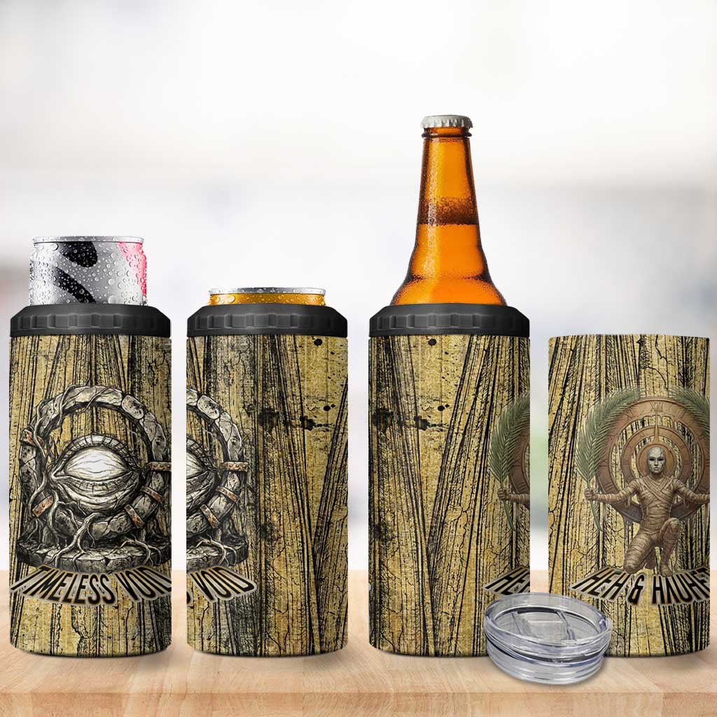 Heh and Hauhet Egyptian 4 in 1 Can Cooler Tumbler Timeless Gods Design Infinity Serpent and Divine Balance Ancient