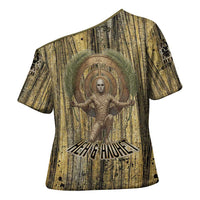 Heh and Hauhet Egyptian Cross Shoulder Shirt Timeless Gods Design Infinity Serpent and Divine Balance Ancient
