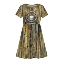 Heh and Hauhet Egyptian Kid Short Sleeve Dress Timeless Gods Design Infinity Serpent and Divine Balance Ancient