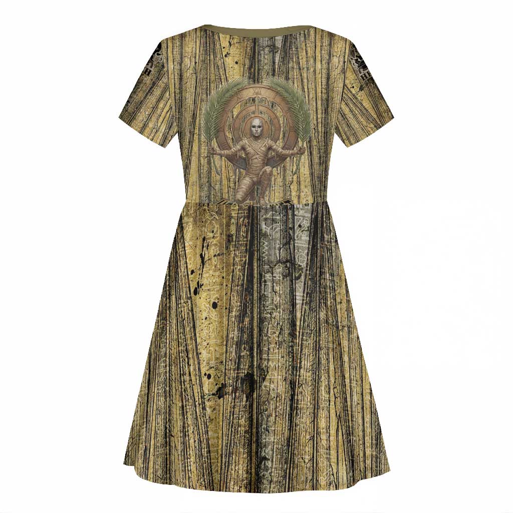 Heh and Hauhet Egyptian Kid Short Sleeve Dress Timeless Gods Design Infinity Serpent and Divine Balance Ancient