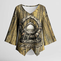 Heh and Hauhet Egyptian Kimono Sleeve Blouse Timeless Gods Design Infinity Serpent and Divine Balance Ancient