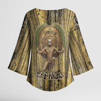 Heh and Hauhet Egyptian Kimono Sleeve Blouse Timeless Gods Design Infinity Serpent and Divine Balance Ancient
