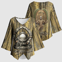 Heh and Hauhet Egyptian Kimono Sleeve Blouse Timeless Gods Design Infinity Serpent and Divine Balance Ancient