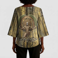Heh and Hauhet Egyptian Kimono Sleeve Blouse Timeless Gods Design Infinity Serpent and Divine Balance Ancient