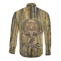 Heh and Hauhet Egyptian Long Sleeve Button Shirt Timeless Gods Design Infinity Serpent and Divine Balance Ancient
