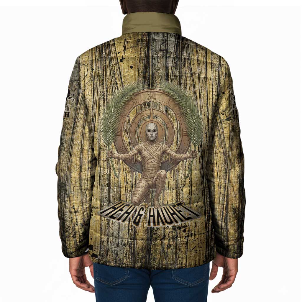 Heh and Hauhet Egyptian Padded Jacket Timeless Gods Design Infinity Serpent and Divine Balance Ancient