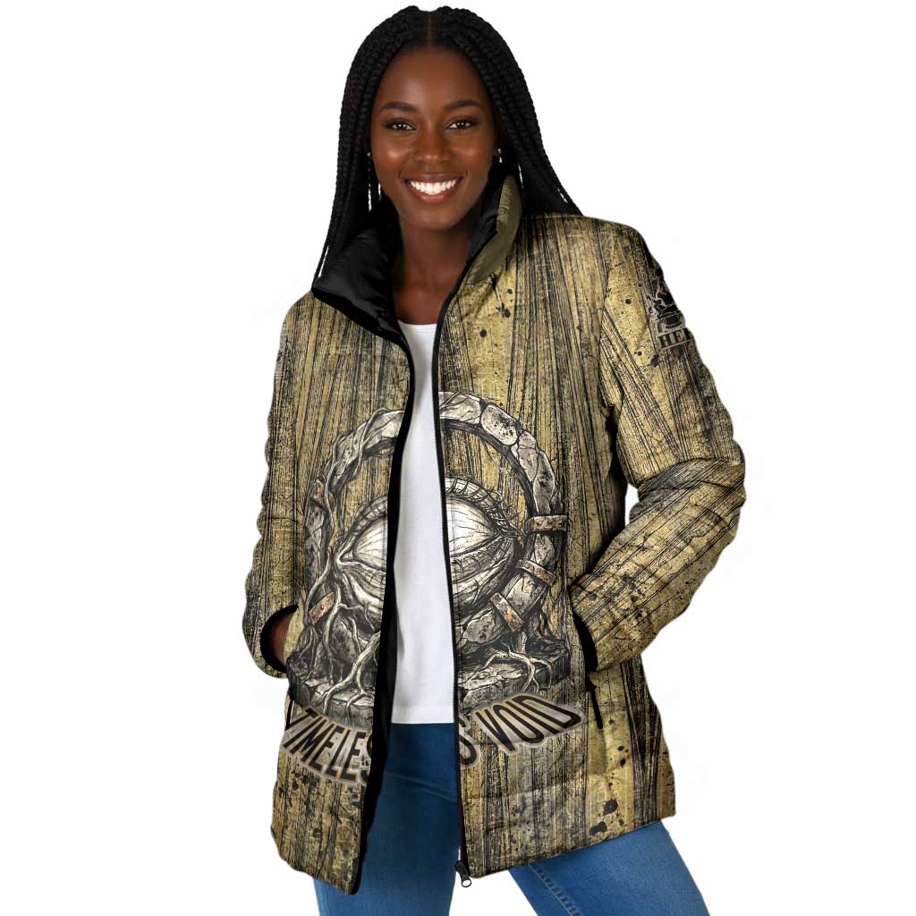 Heh and Hauhet Egyptian Padded Jacket Timeless Gods Design Infinity Serpent and Divine Balance Ancient